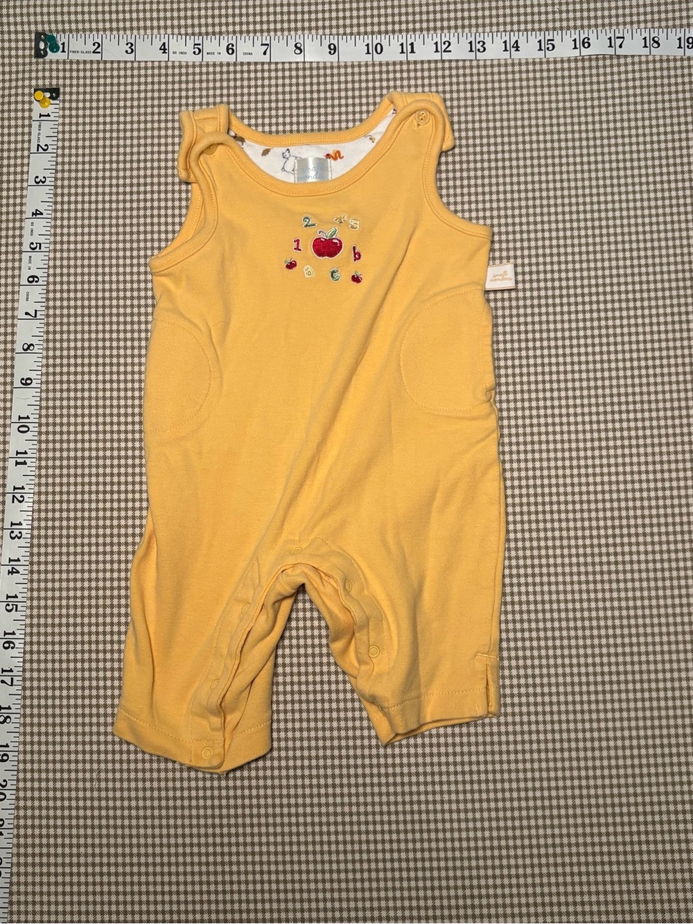 Y2K Small Wonders Apple ABC Embroidered Yellow Romper 3–6 Months